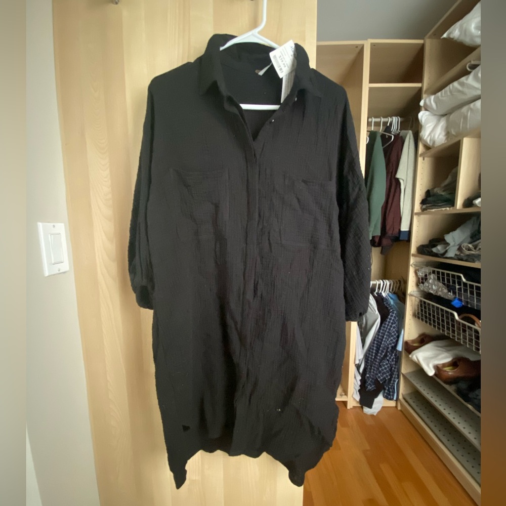 NWT Gauze Collared 3/4 Sleeve Dress